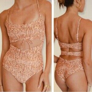 L*Space Rumi One Piece Swimsuit Wild Bunch Cutout Monokini Size 12 NWT